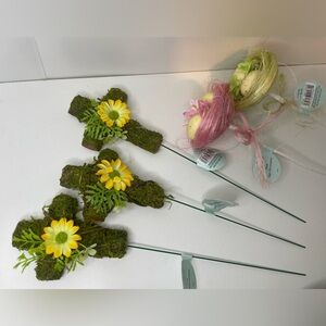 Religious Cross Picks , Bird nest picks, flowers,planters,wreaths& Easter crafts